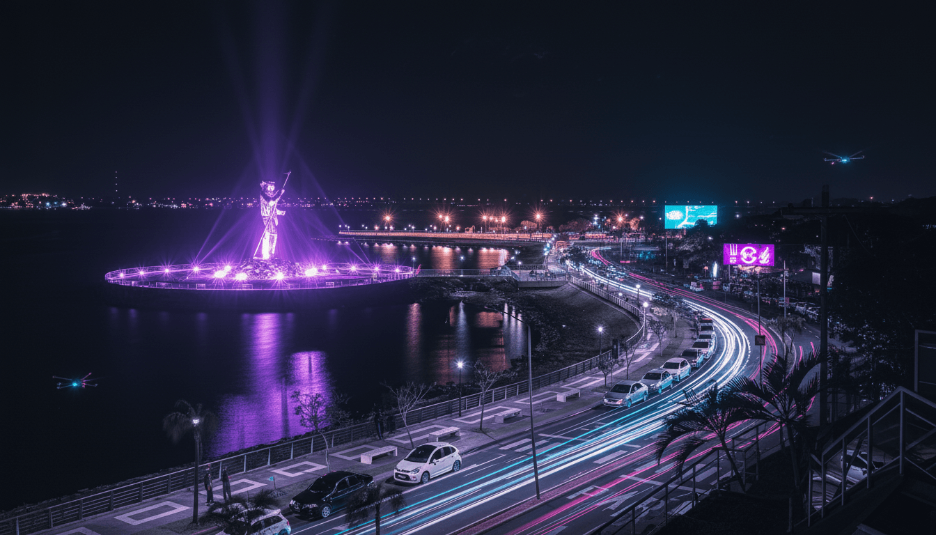 Costanera de Posadas, Misiones de noche